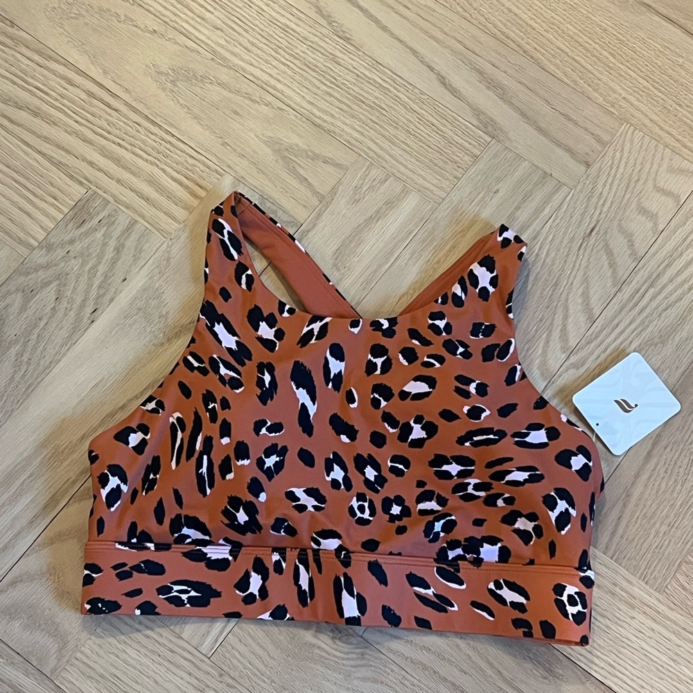 Fabletics Wild Print Sports Bra - Brown and Black